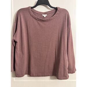Pure Jill Sz 2X Mauve Dark Pink Top Thick Shirt Pockets Lagenlook Capsule Comfy